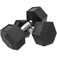 Soozier 2x40 lbs Rubber Hex Dumbbell, Weight Dumbbell Hand Weight Barbell for Body Fitness Training for Home Office Gym, Black(m-2)