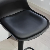 HOMCOM Counter Height Bar Stools Set of 2, Streamlined Bar Chairs with Adjustable Height and Swivel PU Leather Seat, Black(m-11)