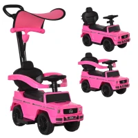 Aosom Mercedes-Benz G350 Licensed Push Car, 3-in-1 Toddler Sliding Car with Horn, Steering, Foot Rest, Seat Storage, Pink(m-2)