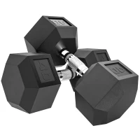 Soozier 2x40 lbs Rubber Hex Dumbbell, Weight Dumbbell Hand Weight Barbell for Body Fitness Training for Home Office Gym, Black(m-12)