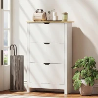HOMCOM Shoe Storage Cabinet with 3 Flip Drawers and Adjustable Shelves for 12-18 Pairs of Shoes, White(m-8)