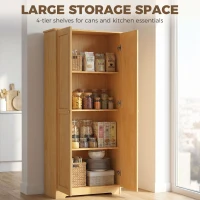 HOMCOM 67" Pinewood Kitchen Pantry Storage Cabinet, Freestanding Cabinets with Doors and Shelves, Dining Room(m-5)