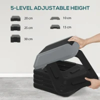 Soozier 5-Level Height Adjustable Stepper, Aerobic Exercise Step Platform, 4" 6" 8" 10" 12", Grey(m-4)