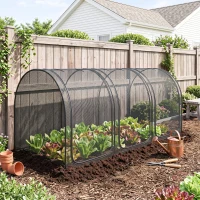 Outsunny 9' x 4' Crop Cage, Garden Plant Protector, with 3 Zippered Doors and 4 Ground Stakes, for Garden, Yard, Lawn, Black(m-1)