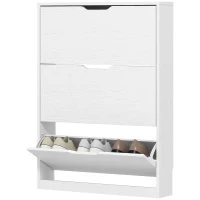 HOMCOM Narrow Shoe Storage Cabinet, Shoe Cabinet with 3 Flip Drawers, 31.5" W x 6.7" D x 42.5" H, White(m-2)