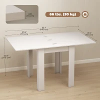 HOMCOM 55" Extendable Dining Table for 4-6, Kitchen Table with Steel Slides and Felt Pads for Small Spaces, White(m-3)
