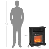 HOMCOM 27" Freestanding Electric Fireplace with Mantel, 1400W Replaceable Fireplace Insert Heater with Timer, Black(m-3)