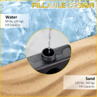Outsunny Square Umbrella Base with Wheels, 99 lbs Water or 132 lbs Sand Filled, with Double Adjustable Knob, Black(m-5)