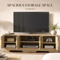 HOMCOM TV Stand for TVs up to 60", Modern Entertainment Center with Fluted Doors for Living Room, Oak(m-6)