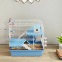 PawHut Hamster Cage, 3-Tier Small Animal Cage with Exercise Wheel, Food Bowl, Water Bottle, House, Tunnels, Ramps(m-8)