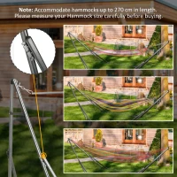 Outsunny Portable Hammock Stand, 2-in-1 Hammock Net Stand and Hanging Space, Patio, Garden, Yard, Black(m-7)