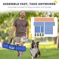 PawHut 4 Pieces Dog Agility Equipment, Dog Agility Course Backyard Set with Adjustable Height Jump Bars and Carry Bag(m-6)