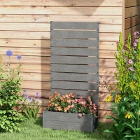 Outsunny Trellis Planter for Climbing Plants, Raised Garden Bed with Trellis, Planter Box for Outdoor, 28.25" x 15" x 59", Gray(m-7)