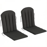 Outsunny Set of 2 Patio Chair Cushions, High Back Adirondack Chair Cushion with Ties, High-Density Foam, Black(m-9)