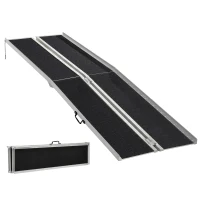 HOMCOM 10' Skidproof Portable Wheelchair Ramp for Home, Steps, Doorways, Carpeted Foldable Handicap Ramp, Threshold Ramp(m-1)
