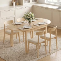 HOMCOM 55" Wood Kitchen Table, Drop Leaf Tables for Small Spaces, Natural(m-2)