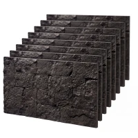HOMCOM 8-Pack 3D Faux Stone Wall Panels, Lightweight Polyurethane Panels for Interior and Exterior Accent Walls, Black(m-1)