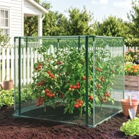 Outsunny Galvanized Steel Crop Cage, Plant Protection Tent with Zippered Door, 4' x 4', Green(m-1)