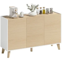 HOMCOM Sideboard Buffet Cabinet, 47" Modern Kitchen Storage Cabinet with 6 Compartments, Soft-Close Doors, Natural Wood Effect(m-9)
