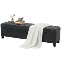 HOMCOM Storage Ottoman Bench, 63" End of Bed Bench for Queen/King Bed, Living Room, Bedroom, Entryway, Dark Grey(m-2)