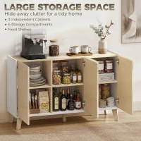 HOMCOM Sideboard Buffet Cabinet, 47" Modern Kitchen Storage Cabinet with 6 Compartments, Soft-Close Doors, Natural Wood Effect(m-5)