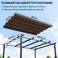 Outsunny 8' x 9.4' Retractable Pergola Canopy Replacement, Fit 7' x 10' Frame, UV30+ Pergola Cover Top Only, Coffee(m-4)