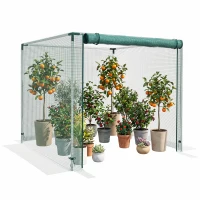 Outsunny Galvanized Steel Crop Cage, Plant Protection Tent with Zippered Door, 4' x 4', Green(m-13)