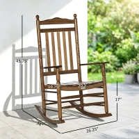 Outsunny Traditional Wooden High-Back Rocking Chair for Porch, Indoor/Outdoor, Brown(m-3)