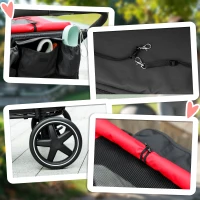 PawHut Dog Stroller for Large Medium Small Dogs up to 66 Lbs. 23.5" in Body Length, One-Click Foldable Pet Cat Stroller with Storage, Shock Absorption Wheels, Mesh Window, Safety Leash, Red(m-9)