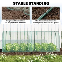Outsunny 8' x 3' Crop Cage, Garden Plant Protector, with 3 Zippered Doors and 6 Ground Stakes, for Garden, Yard, Lawn Dark Green(m-7)