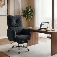 HOMCOM Office Chair with Foot Rest, Ergonomic Reclining Computer Gaming Chair w/ Snow Flannel Fabric, Thick Cushion, Black(m-8)