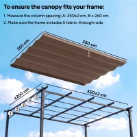 Outsunny 8.5' x 11.5' Retractable Pergola Canopy Replacement, Fit 10' x 13' Frame, Pergola Cover Replacement Top Only, Coffee(m-4)