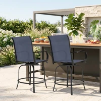 Outsunny Outdoor Bar Stools Set of 2, 360° Swivel Bar Height Chairs, 26.75" x 29.5" x 48.5", Navy Blue(m-9)