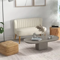 HOMCOM Modern 2 Seat Sofa for Bedroom, Upholstered Two Seater Couch with Rubber Wood Legs, Cream White(m-8)