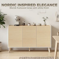 HOMCOM Sideboard Buffet Cabinet, 47" Modern Kitchen Storage Cabinet with 6 Compartments, Soft-Close Doors, Natural Wood Effect(m-4)