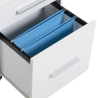 HOMCOM Lockable Filing Cabinet on Wheels, 3 Drawer Mobile File Cabinet with Lock and Edged Top, White(m-9)