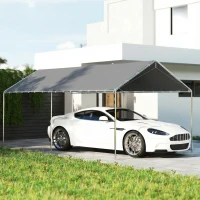 Outsunny 9.6' x 19.5' Carport Heavy Duty Galvanized Car Canopy w/ Included Anchor Kit, 3 Reinforced Steel Cables, Gray(m-10)