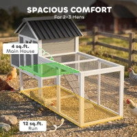 PawHut 82" Wooden Chicken Coop, Large Outdoor Hen House for 2-3 Hens, Chicken House with Nesting Box, Pull-on Tray(m-4)