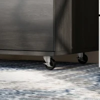 HOMCOM Filing Cabinet with Power Outlets File Cabinet Lockable Casters File Drawer Side Cubbies Black Wood Grain(m-12)