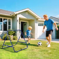 HOMCOM Volleyball Rebounder Net Football Training Aid Kickback Target Play Blue(m-1)