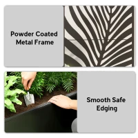 Outsunny Metal Planter Box with Trellis, Raised Garden Bed with Trellis Large Leaf Cut-Out Privacy Screen for Climbing Plants(m-6)