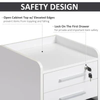 HOMCOM Lockable Filing Cabinet on Wheels, 3 Drawer Mobile File Cabinet with Lock and Edged Top, White(m-5)