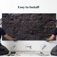 HOMCOM 8-Pack 3D Faux Stone Wall Panels, Lightweight Polyurethane Panels for Interior and Exterior Accent Walls, Black(m-6)