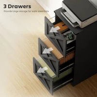 HOMCOM 3 Drawer File Cabinet with Silent Slides, Vertical Farmhouse Filing Cabinet Fits Letter/A4 Size Home Office, Black(m-5)