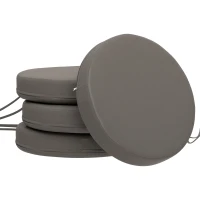 Outsunny Patio Chair Cushions Set of 4 Round Seat Cushions for Dining Bistro Chairs Machine Washable, 15" x 15" x 3", Dark Gray(m-11)