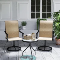 Outsunny Outdoor Swivel Dining Chairs Set of 2, High Back Swivel Chairs with All Weather Mesh for Deck, Backyard, Poolside, Brown(m-8)