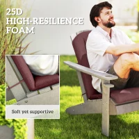 Outsunny Set of 2 Patio Chair Cushions, High Back Adirondack Chair Cushion with Ties, High-Density Foam, Wine Red(m-4)