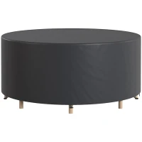 Outsunny Heavy Duty Outdoor Patio Furniture Cover, Waterproof Round Table Cover for Weather Protection 84.3" Dia. x 27.6"H, Black(m-9)