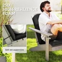 Outsunny Set of 2 Patio Chair Cushions, High Back Adirondack Chair Cushion with Ties, High-Density Foam, Black(m-4)