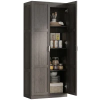 HOMCOM Farmhouse Pantry Cabinet, 71" Tall Kitchen Pantry Storage Cabinet with Soft-Close Hinges, Adjustable Shelves, Espresso(m-1)